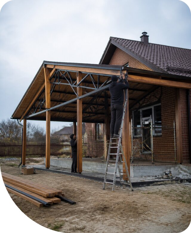 Пристройка навеса к дому и участку в Донском под ключ